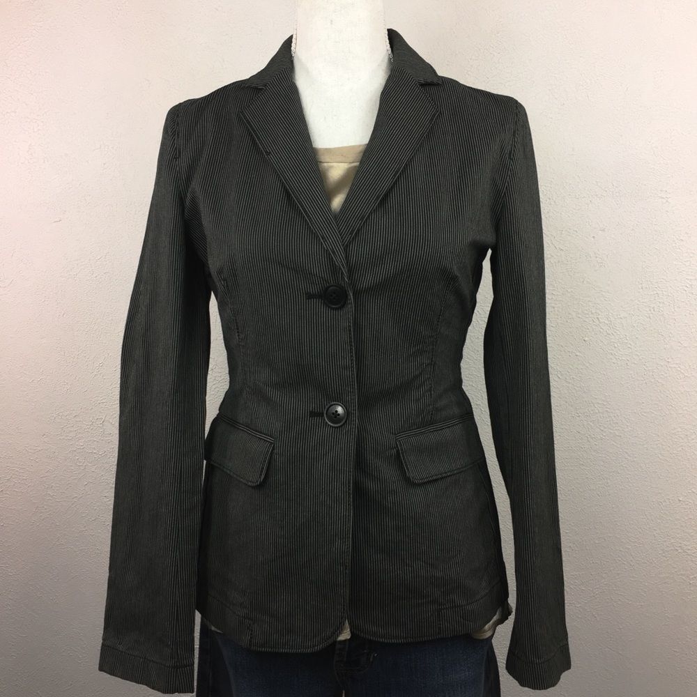 Gap Pinstriped Jacket Button Down Sz 4 Cotton - image 1